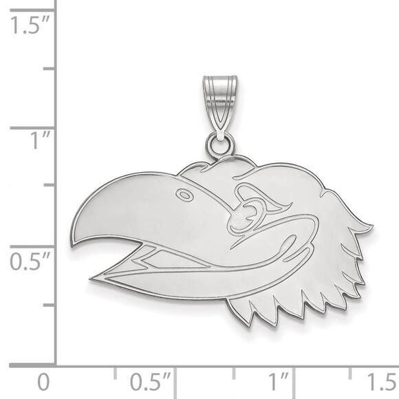 14k White Gold U. of Kansas Large Left Profile Mascot Pendant